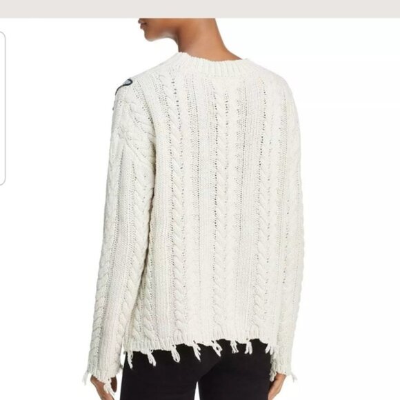 Sunset & Spring Bloomingdales Butterfly Appliqué Fringe Cable Knit Boxy Sweater - Picture 16 of 16